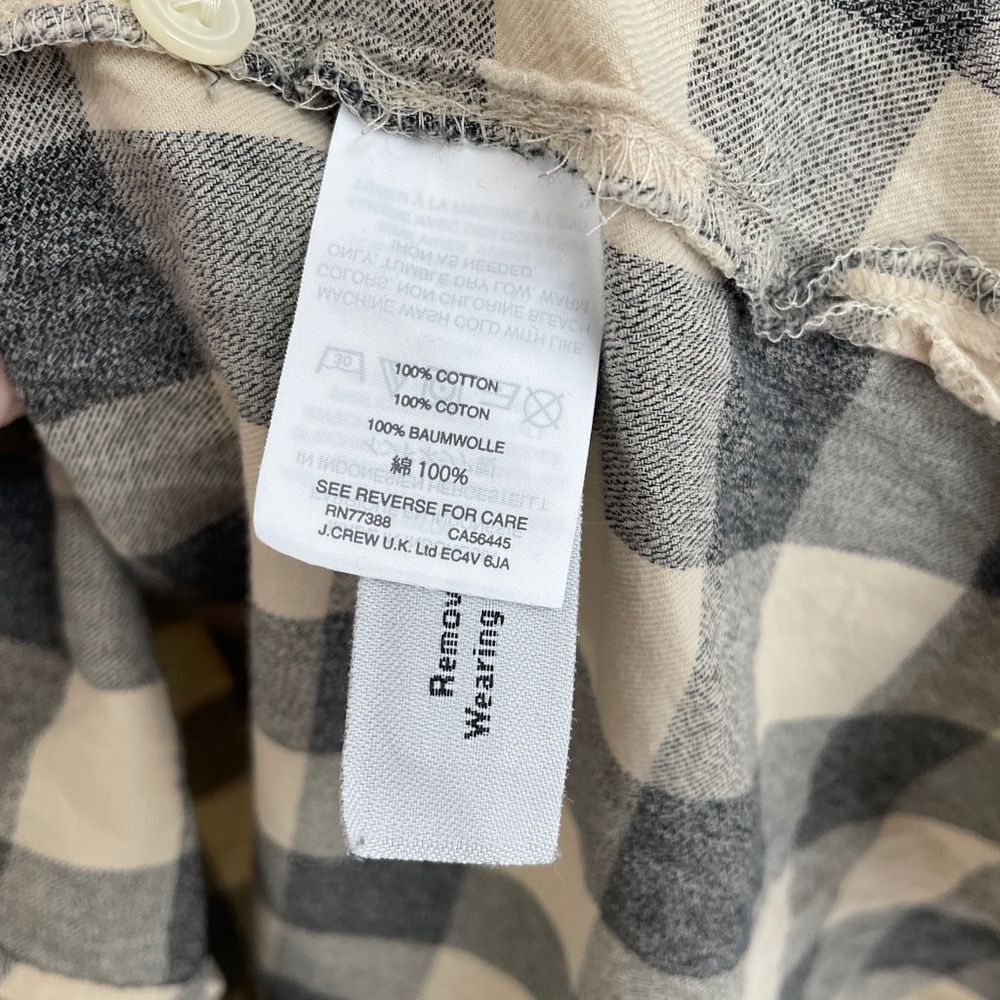 Madewell Tan Gray Flannel Quarter Button Oversized Ex Boyfriend Shirt Size S - Picture 4 of 5